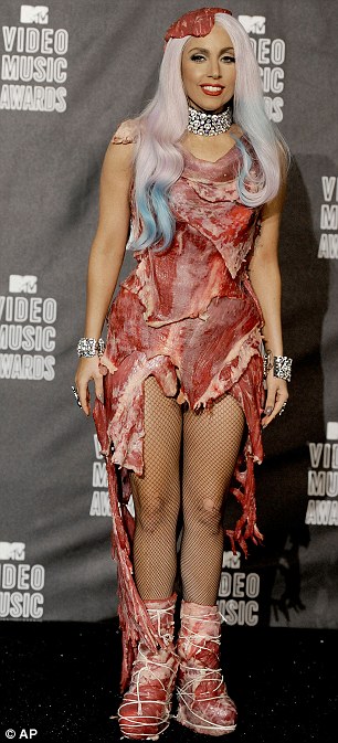 Lady Gaga Metal Dress Vma. Lady Gaga Meat Dress VMA